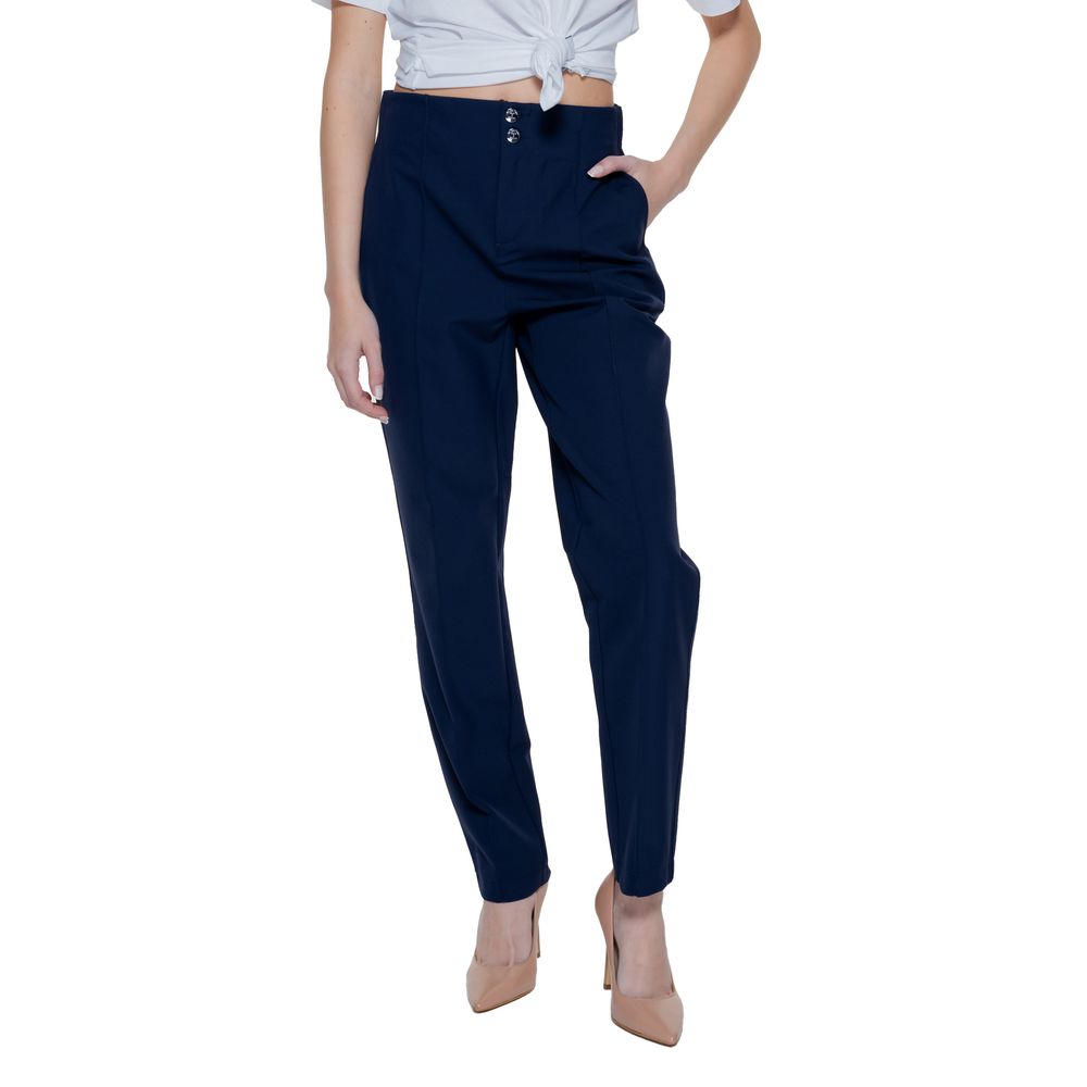 Blue Polyamide Casual Pants