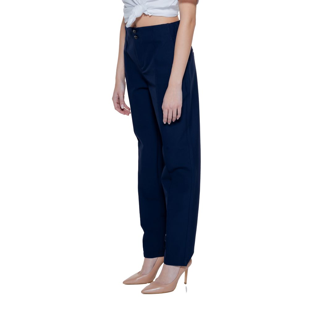Blue Polyamide Casual Pants