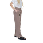 Brown Cotton Casual Pants