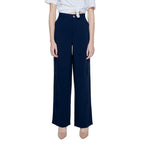 Blue Viscose Casual Pants
