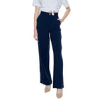 Blue Viscose Casual Pants