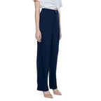 Blue Viscose Casual Pants
