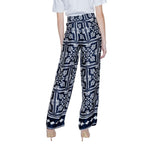 Blue Viscose Casual Pants