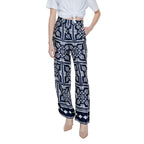 Blue Viscose Casual Pants