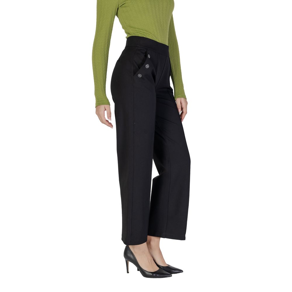 Black Viscose Casual Pants