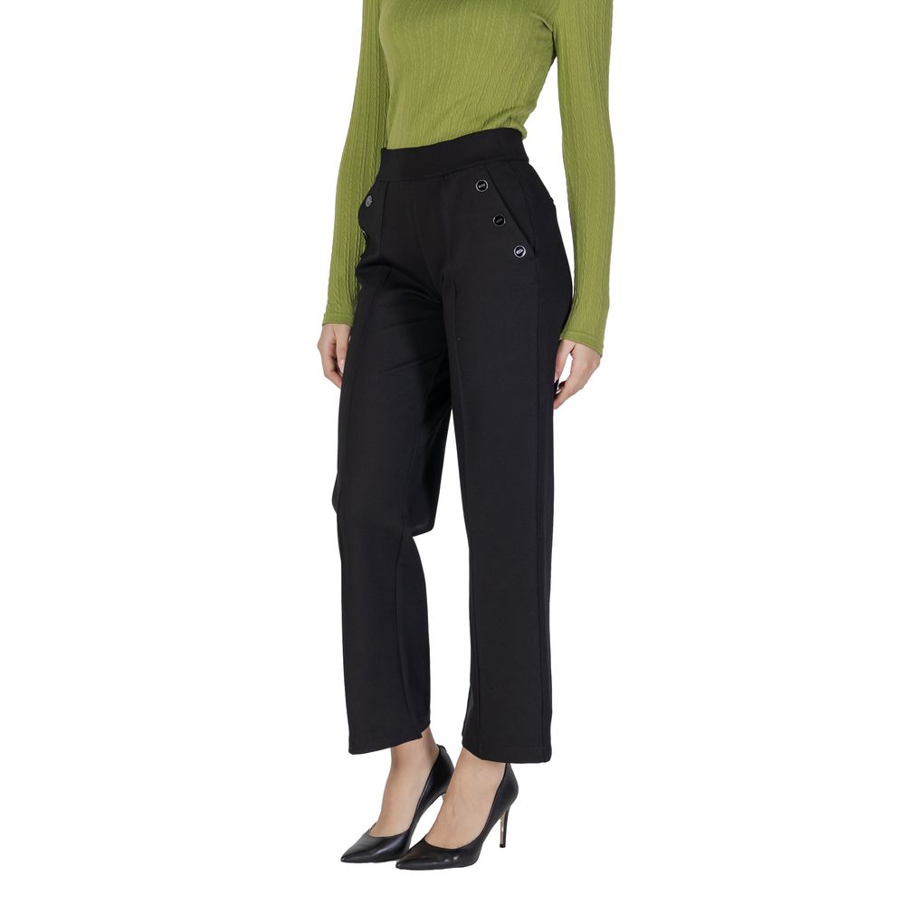 Black Viscose Casual Pants
