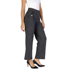 Black Polyester Casual Pants