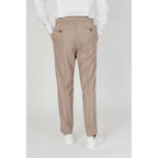 Beige Polyester Casual Pants