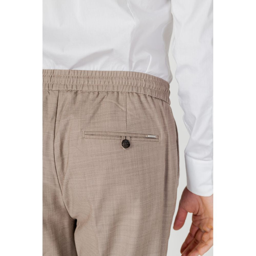 Beige Polyester Casual Pants