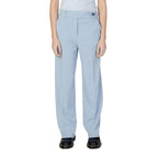 Blue Polyester Casual Pants