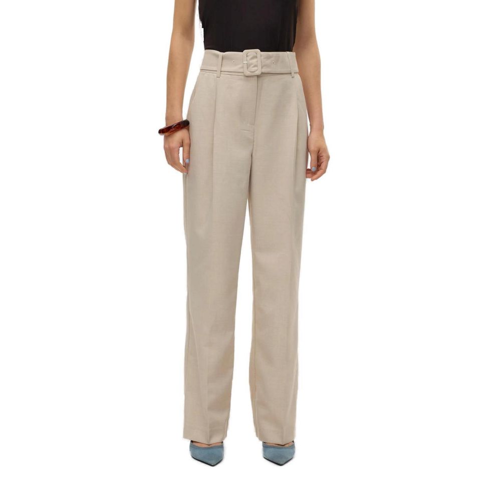 Gray Polyester Casual Pants