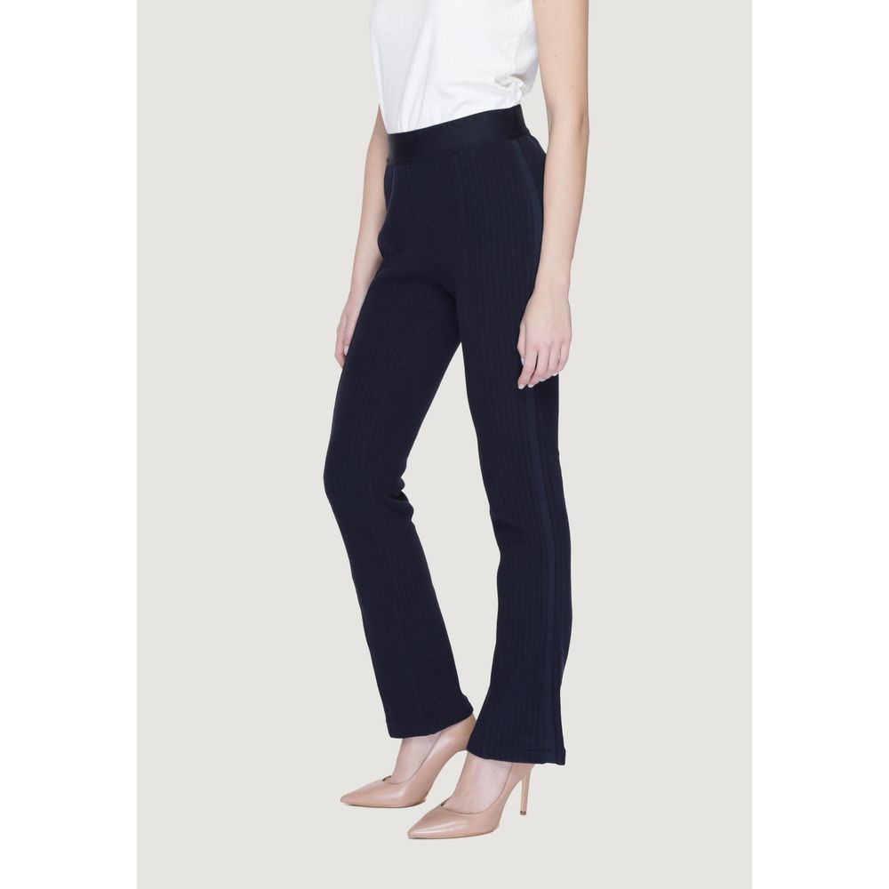 Blue Cotton Flared Pants