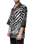 Black White Zebra Button Down Oversize Shirt