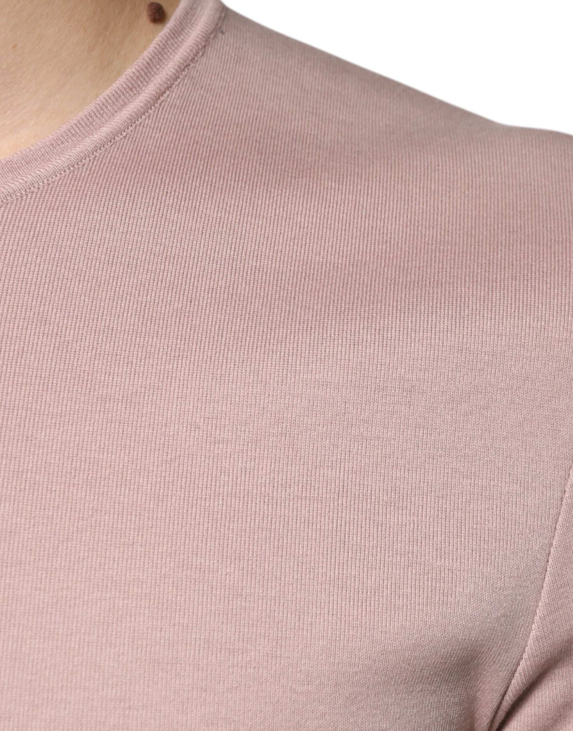 Brown Cotton Short Sleeves Round Neck T-shirt