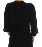 Black Silk Fairy Tale Top Crystal Blouse