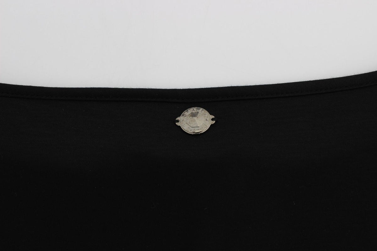 Black Modal Silk Shift Knee Dress