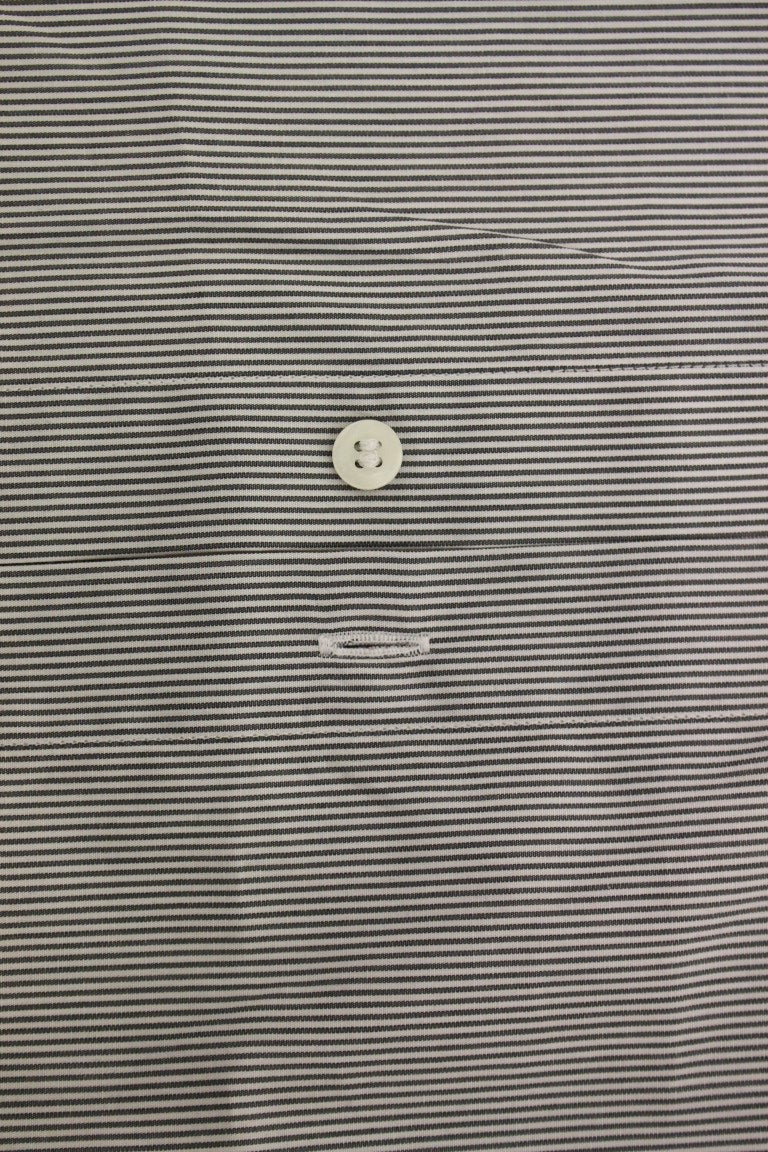 Gray Striped Cotton Casual Shirt