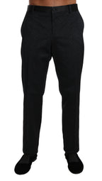 Black Cotton Brocade Formal Trousers Pants