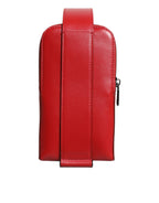 Red Leather Logo Zip Around Card Holder Wide Strap Wallet (Copy)