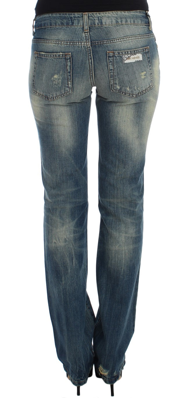 Blue Cotton Low Waist Jeans
