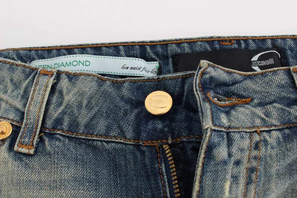 Blue Cotton Low Waist Jeans