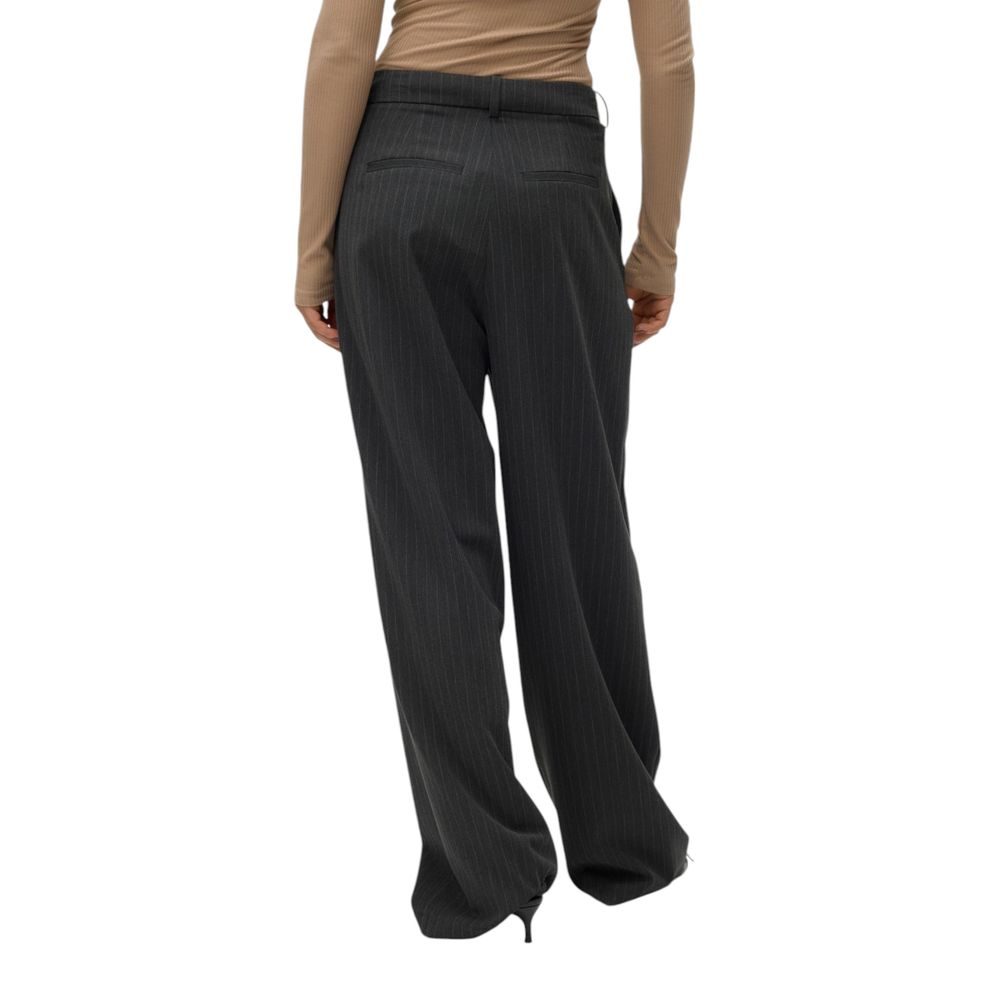 Gray Polyester Casual Pants