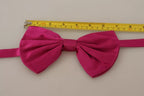 Pink 100% Silk Adjustable Neck Bow Tie Men
