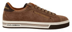 Brown Suede Logo Low Top Sneakers Men Shoes