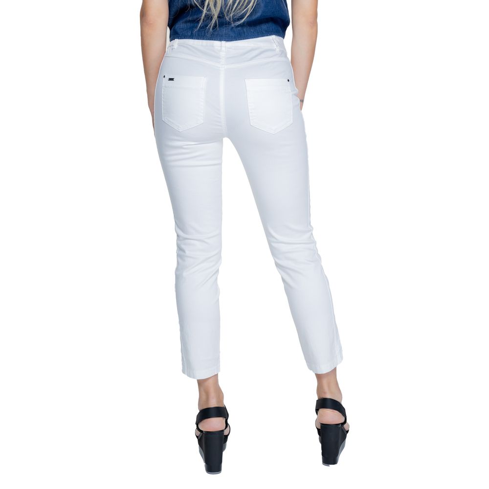White Cotton Casual Pants