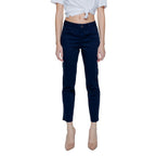 Blue Cotton Casual Pants
