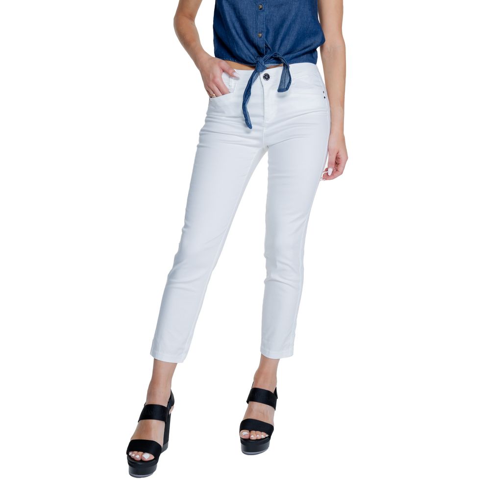 White Cotton Casual Pants