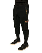 Black Cotton Jogger Cargo Sweatpants Pants