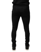 Black Horseshoe Embellished Wool Slim Fit Pants