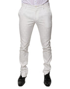 White Cotton Tapered Formal Dress Pants
