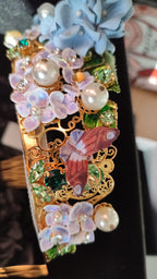 Gold Crystal Purple Hortensia Headband Crown Diadem