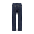 Blue Cotton Straight-Leg Jeans