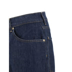 Blue Cotton Straight-Leg Jeans