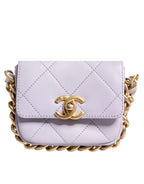 Blue Quilted Calfskin Framing Chain Flap Mini crossbody Bag