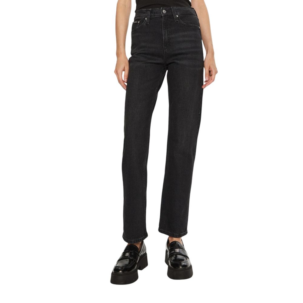 Black Cotton Mom Jeans