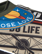 Multicolor Graphic Print Cotton Crew Neck T-shirt