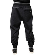 Black Polyester Logo Jogger Pants