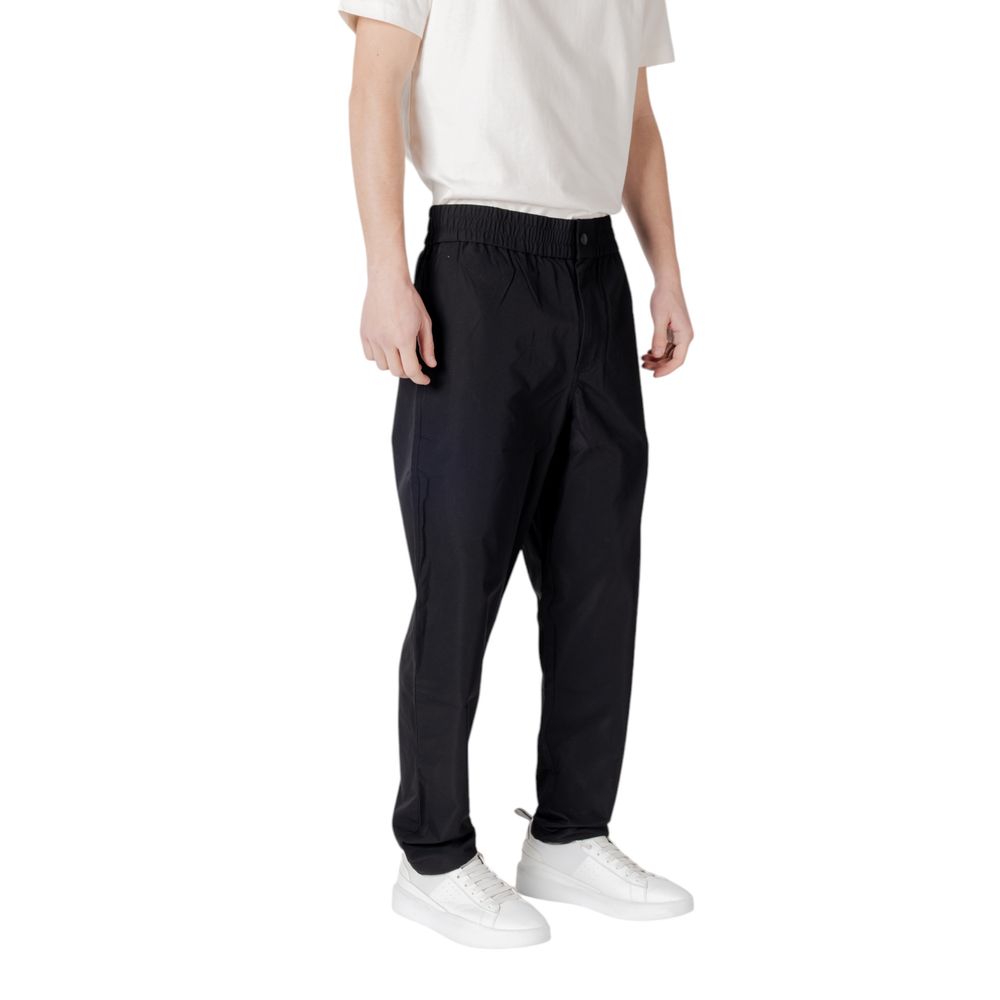 Black Polyester Casual Pants