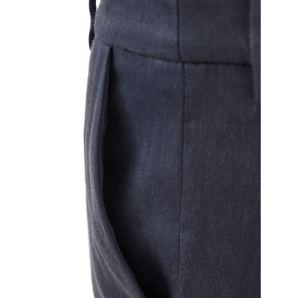 Blue Linen Casual Pants