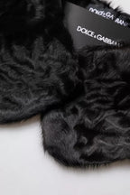 Black Lamb Fur Collar Women Neck Wrap Scarf