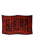 Black Red Logo Print Cotton Beach Towel