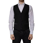 Black Wool Formal Dress Men Waistcoat Vest