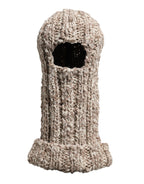 Beige Wool Knitted Ski Mask Balaclava Hat