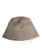 Beige Linen Wide Brim Bucket Hat
