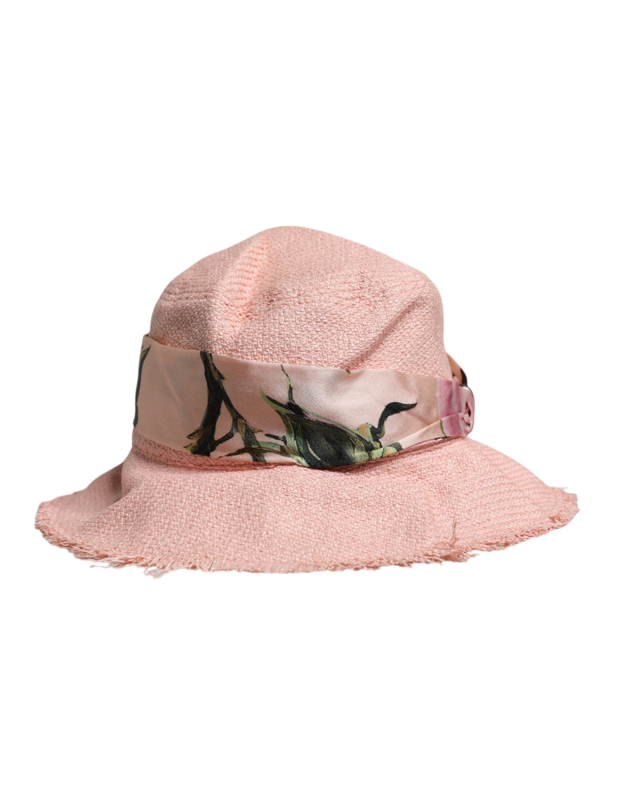 Pink Cotton Wide Brim Bucket Hat