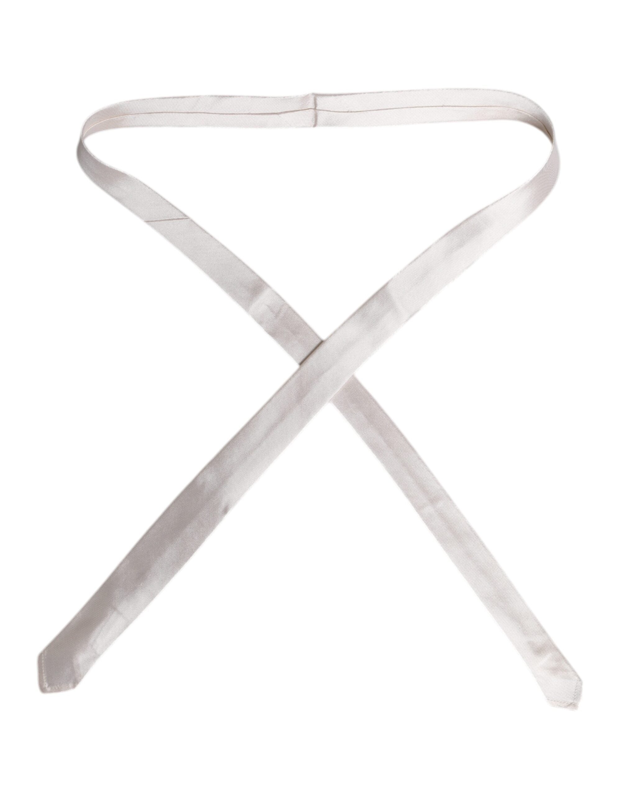 White Solid Silk Adjustable Necktie Tie